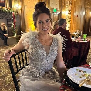 Elegant Feather-Trim Beaded Evening Dress in Light Silver